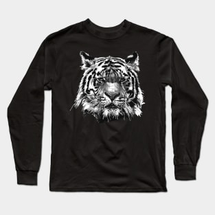 Tiger Head in Black and White Long Sleeve T-Shirt